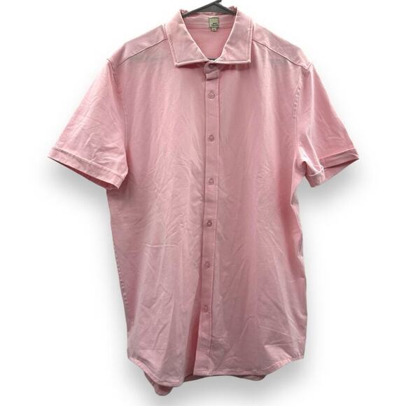 Swet Tailor Light Pink Short Sleeve Polished Button Down Shirt Size XL - Picture 3 of 11